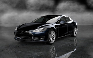 Black tesla reflection military vehicle - a reflection of the car free wallpaper