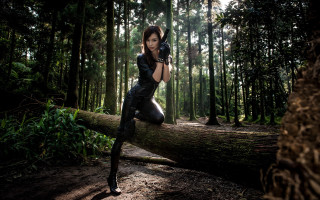 Gothic forest cosplay woman log - cosplay free wallpaper for desktop