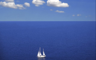 Sailboat ocean cloudy sky matte - blue sky free wallpaper