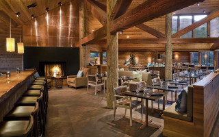 Restaurant fireplace wooden interior arts - warm free wallpaper