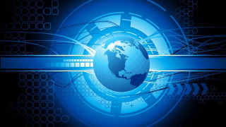 Blue globe lines technology fence - line free wallpaper