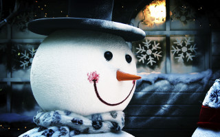 Snowman hat scarf Christmas NaiveArt - a hat and scarf free wallpaper for desktop