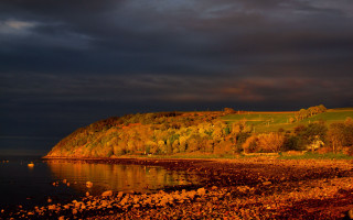 Hill lake forest mountain sunset - alexander johnston free wallpaper for desktop