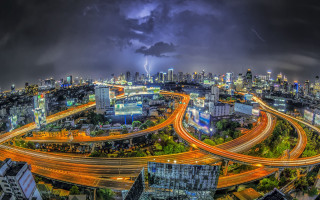 City traffic lightning storm tokyo - anton graff free wallpaper