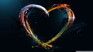 Heart shaped paint splatters black - object free wallpaper