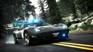 Policecar forest night highwaypatrol road - a police car free wallpaper