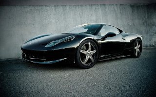 Black sports car parking lot 23 - a concrete wall free wallpaper