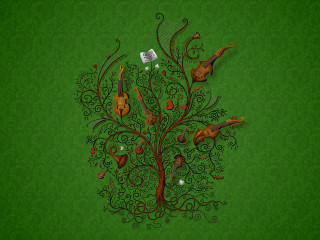 Tree musical instruments guitar branches - musical free wallpaper for desktop