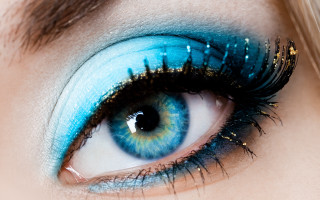 Blue gold makeup closeup eye - glitter free wallpaper