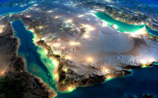 Night lake city landscape glow - the ocean free wallpaper