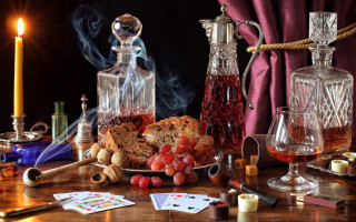 Table food wine candle stilllife - free halloween wallpaper
