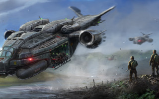 Sci fi aircraft soldiers helicopter - a helicopter free wallpaper