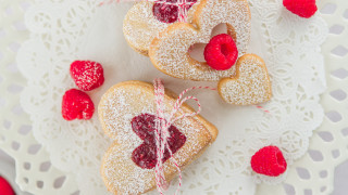 Heart shaped cookies raspberries lace - heart free wallpaper for desktop