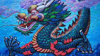 Dragon sky clouds bird fang - a painting of a dragon free wallpaper