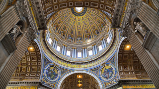 Cathedral dome paintings clock architecture - a large cathedral free wallpaper