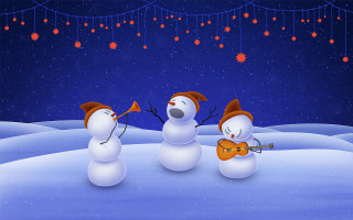 Snowmen instruments night snowflakes christmas - the ceiling free wallpaper for desktop