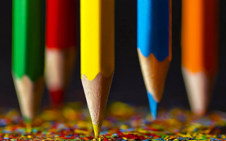 Colored pencils autumn leaves fire - a childs drawing free wallpaper