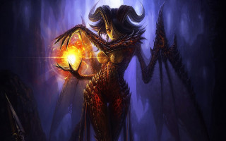 Woman glowing ball dark forest - ball free wallpaper