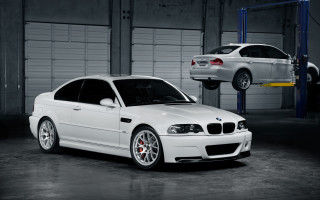 White car garage lift precisionism - pearlescent free wallpaper for desktop