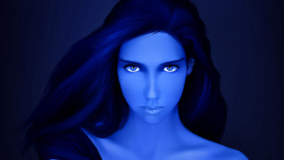 Blue eyes black dress fantasy - a blue light free wallpaper