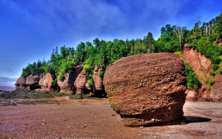 Large rock formation beach forest - a large rock formation free wallpaper for desktop