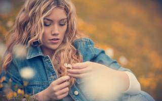 Woman denim jacket flower blonde - charlotte harding free wallpaper for desktop