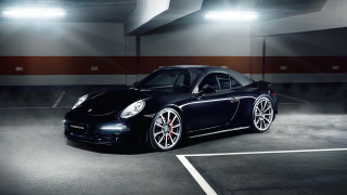 Black porsche parking garage 3d - a black porsche free wallpaper