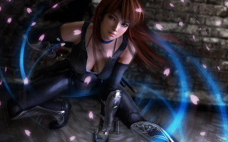 Red haired woman sword ninja - black clothes free wallpaper for desktop