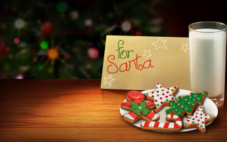Cookies milk santa sign christmas - a christmas tree free wallpaper for desktop