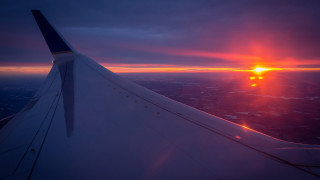 Sunset horizon plane wing city - visible free wallpaper for desktop