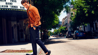 Man brown jacket skateboard theater - warm color free wallpaper