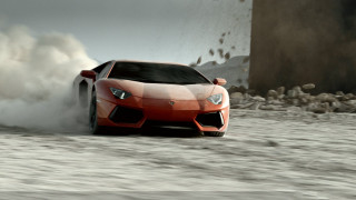 Red sports car water smoke - matte drawing free wallpaper for desktop