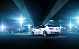 White car bridge night lights 4 - under a bridge free wallpaper