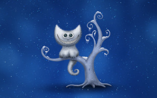 White cat tree branch smile - top of a tree branch free wallpaper