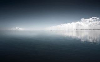 Tranquil lake sky clouds trees - a line of trees free wallpaper for desktop