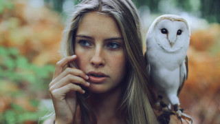 Woman owl forest portrait photorealistic - photorealistic portrait free wallpaper