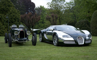 Bugatti car field grass trees - free cars wallpaper