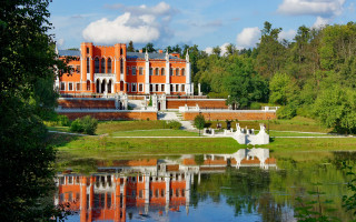 Orange building lake forest cityscape - hillside free wallpaper