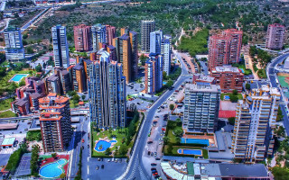 Cityscape pool tower brick ferris - aerial view free wallpaper for desktop