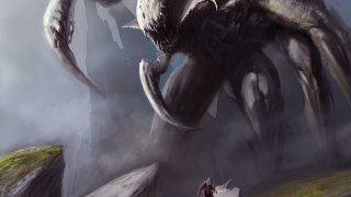 Giant creature hill foggy man - a giant creature free wallpaper