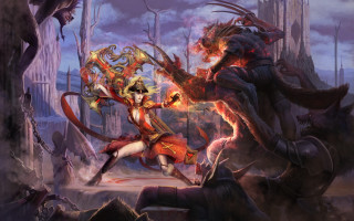 Woman red dress sword demon 3 - bayard wu free wallpaper