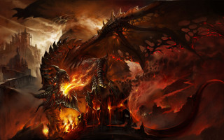 Dragon flames wings fire castle - a dragon free wallpaper for desktop