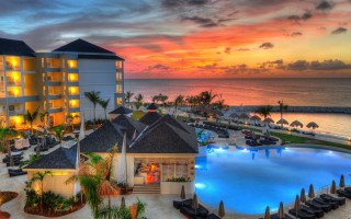 Resort pool sunset ocean beach - a resort free wallpaper