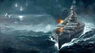 Battleship ocean smoke painting art - fitz hugh lane free wallpaper