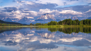 Lake mountains reflections trees clouds - the sky above free wallpaper for desktop