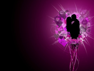 Couple kissing purple background hearts - heart free wallpaper for desktop