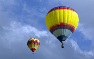 Two hot air balloons blue 2 - naive free wallpaper