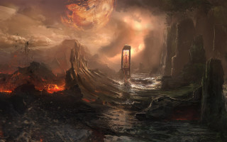 Strange structure sea fire embers - strange free wallpaper for desktop