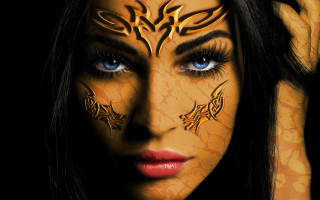 Gold black facepaint blue eyes - a face free wallpaper