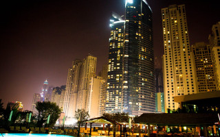 City night skyscrapers pool bridge - the building free wallpaper